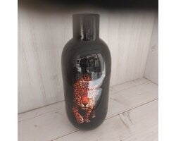 Vaas Leopard L zwart metaal 15x15x38cm - Exclusieve woonitems EAN: 8713219541036