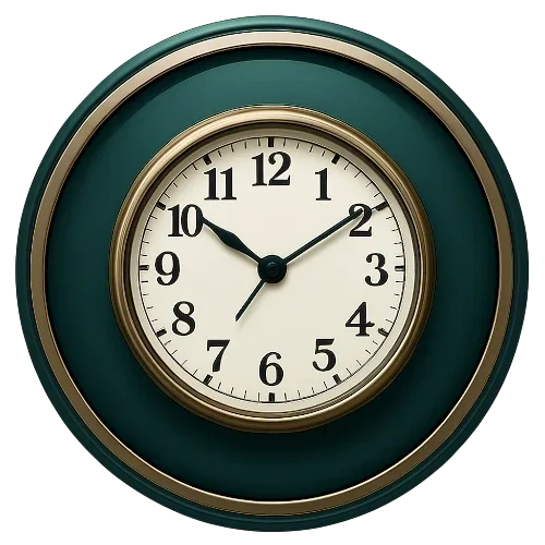 Teal and Silver Clock Emblem