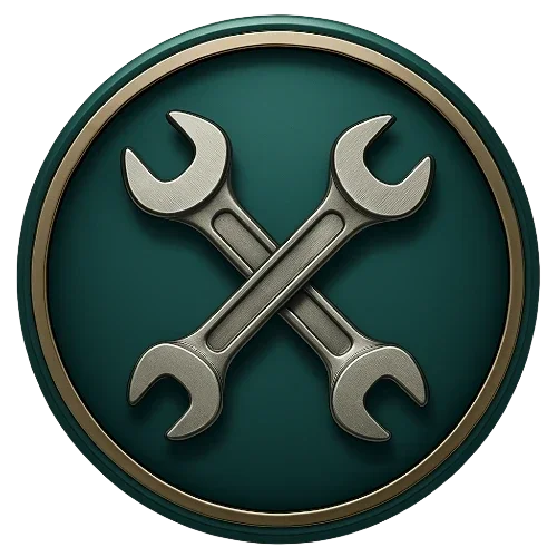 Teal and Silver darker double wrench Emblem