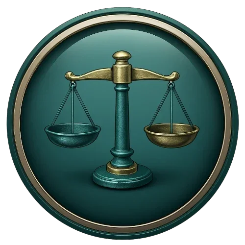Teal and Silver Weighing Scale Emblem