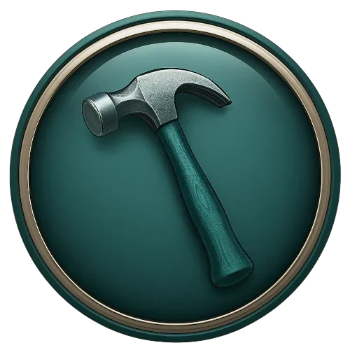 Teal and silver hammer Emblem