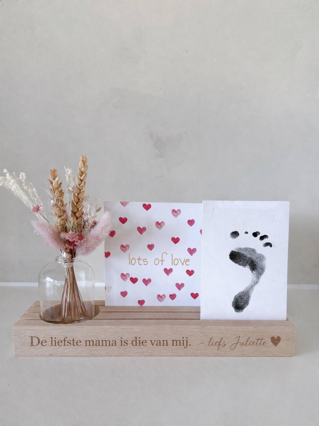 gepersonaliseerde kaarthouder met vaasje