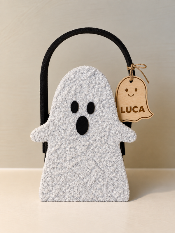 mandje halloween teddy spookje met gepersonaliseerde hanger