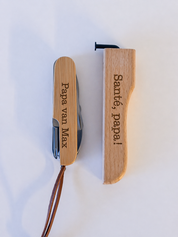 cadeauset gepersonaliseerd zakmes en opener