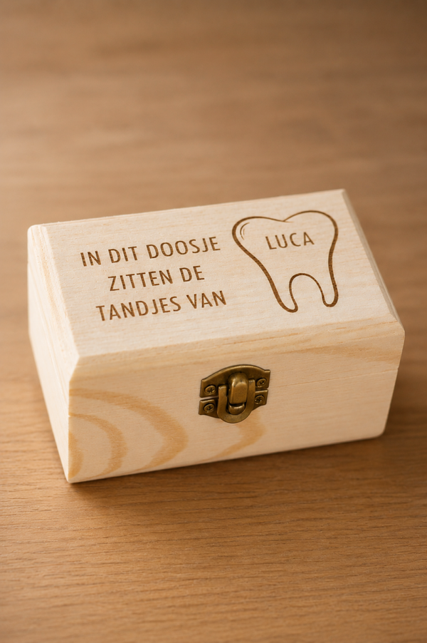 Houten bewaardoosje voor melktandjes
