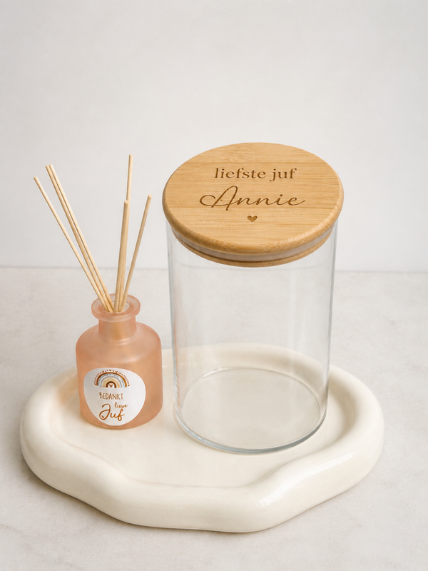 cadeauset voorraadpot juf