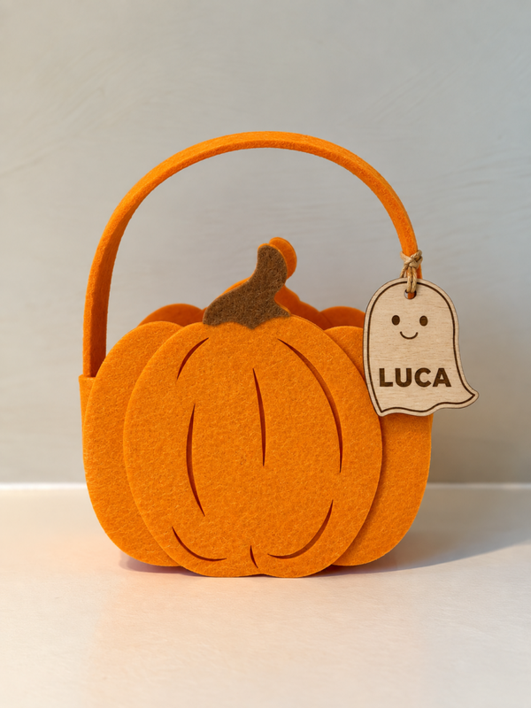 mandje halloween pompoen met gepersonaliseerde hanger