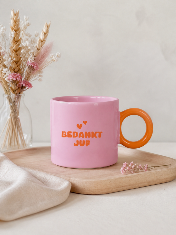 Roze mok bedankt juf
