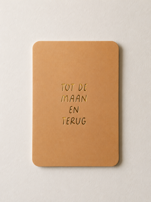 kaartje tot de maan en terug goudfolie