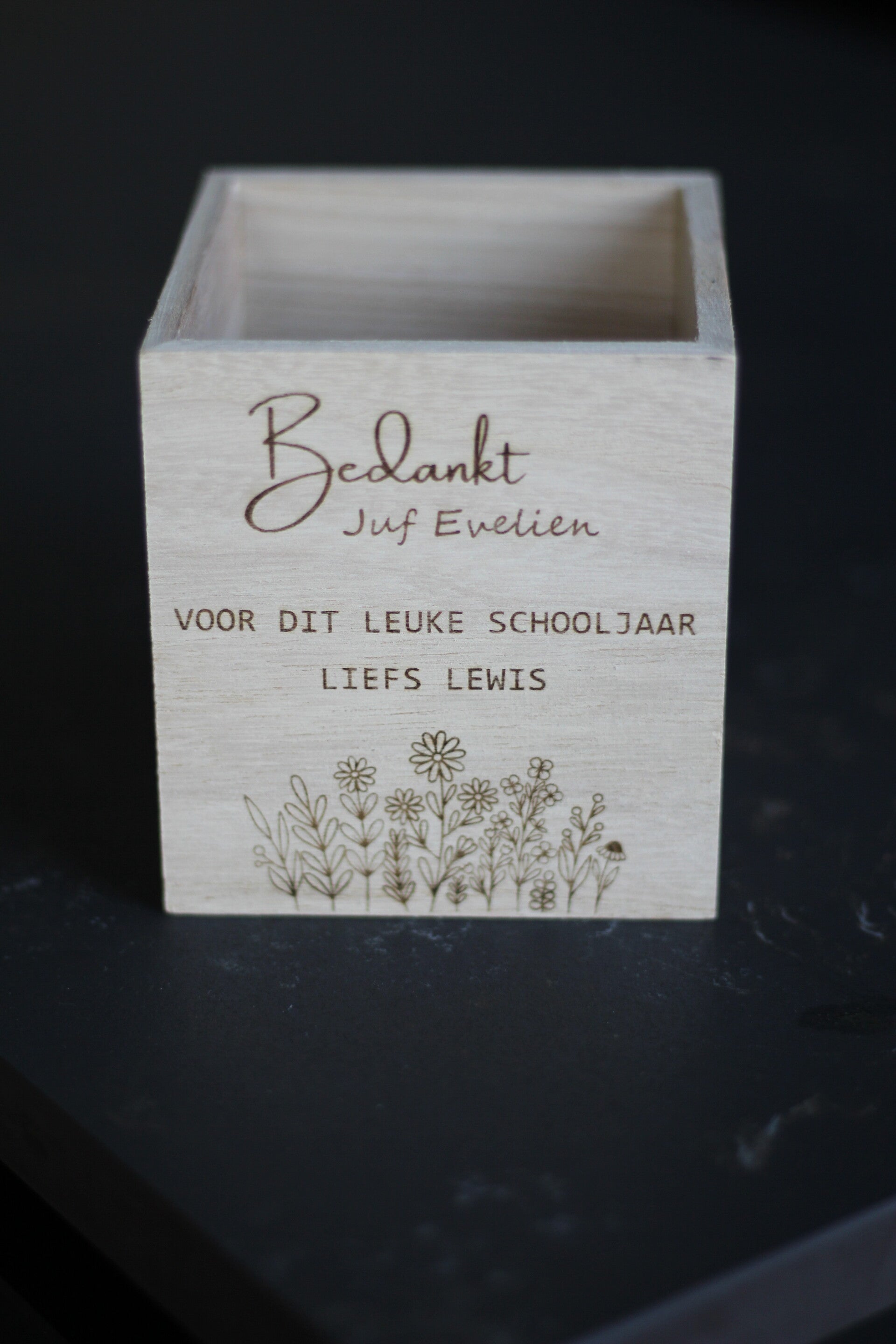 gepersonaliseerde pennenhouder voor juf of meester