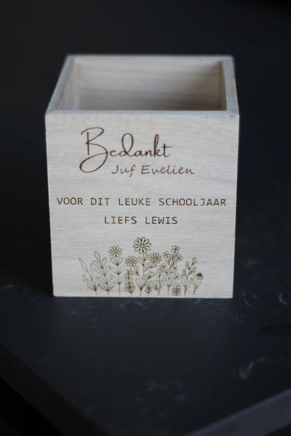gepersonaliseerde pennenhouder voor juf of meester