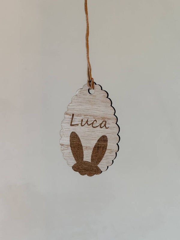 gepersonaliseerde paashanger - paasei met konijnenoren