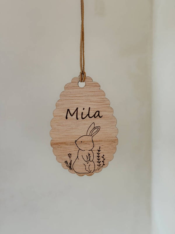 gepersonaliseerde paashanger - paasei met konijn