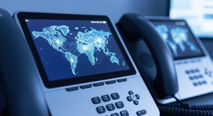 andset of a landline phone resting on a desk