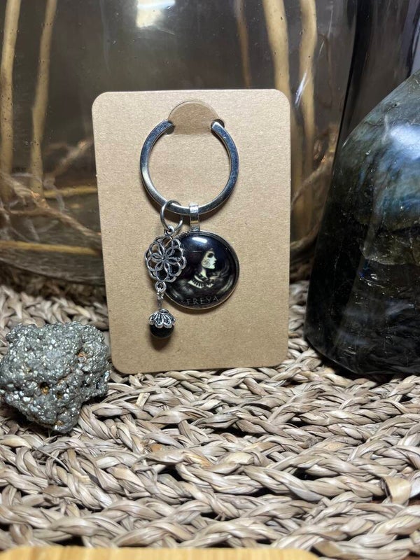 Porte Clef Freya et Obsidienne noire