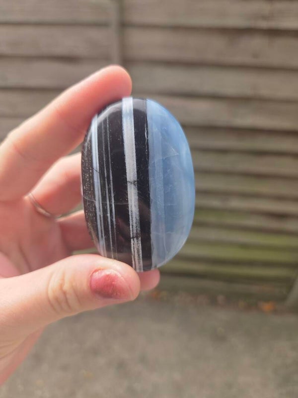 Blue opal palm stone