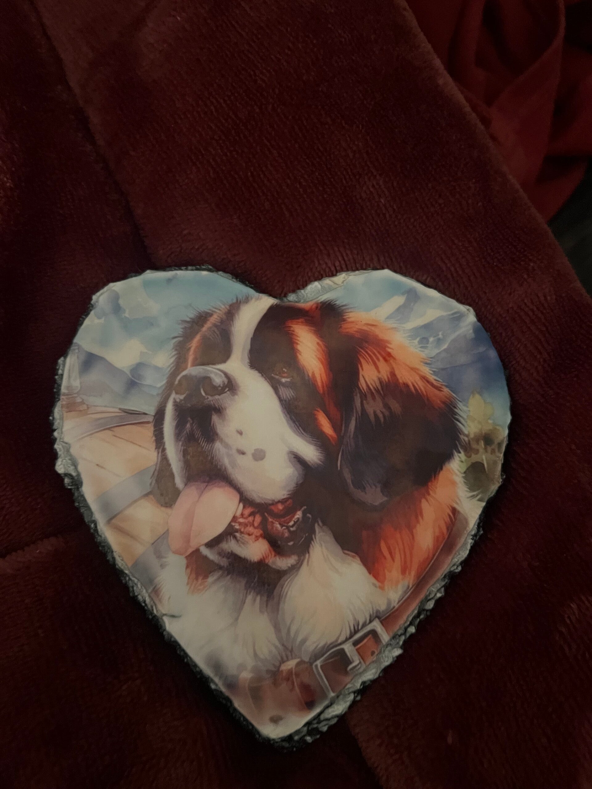 plaque coeur ardoise saint bernard
