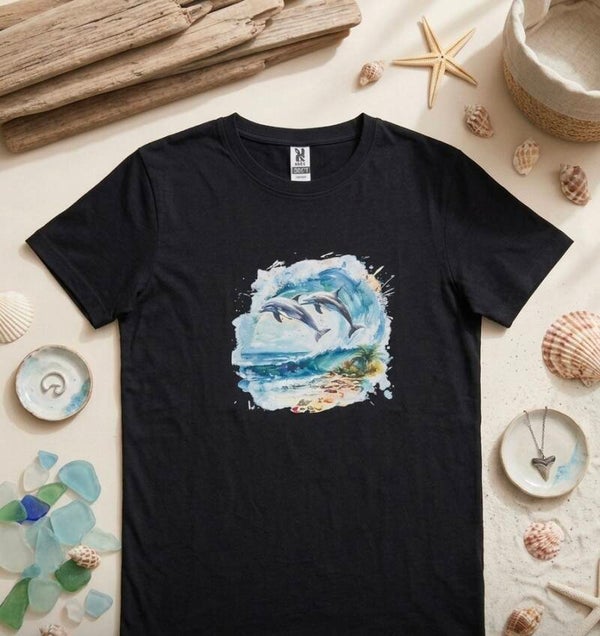 T-shirt motif dauphin, DTF, taille XS