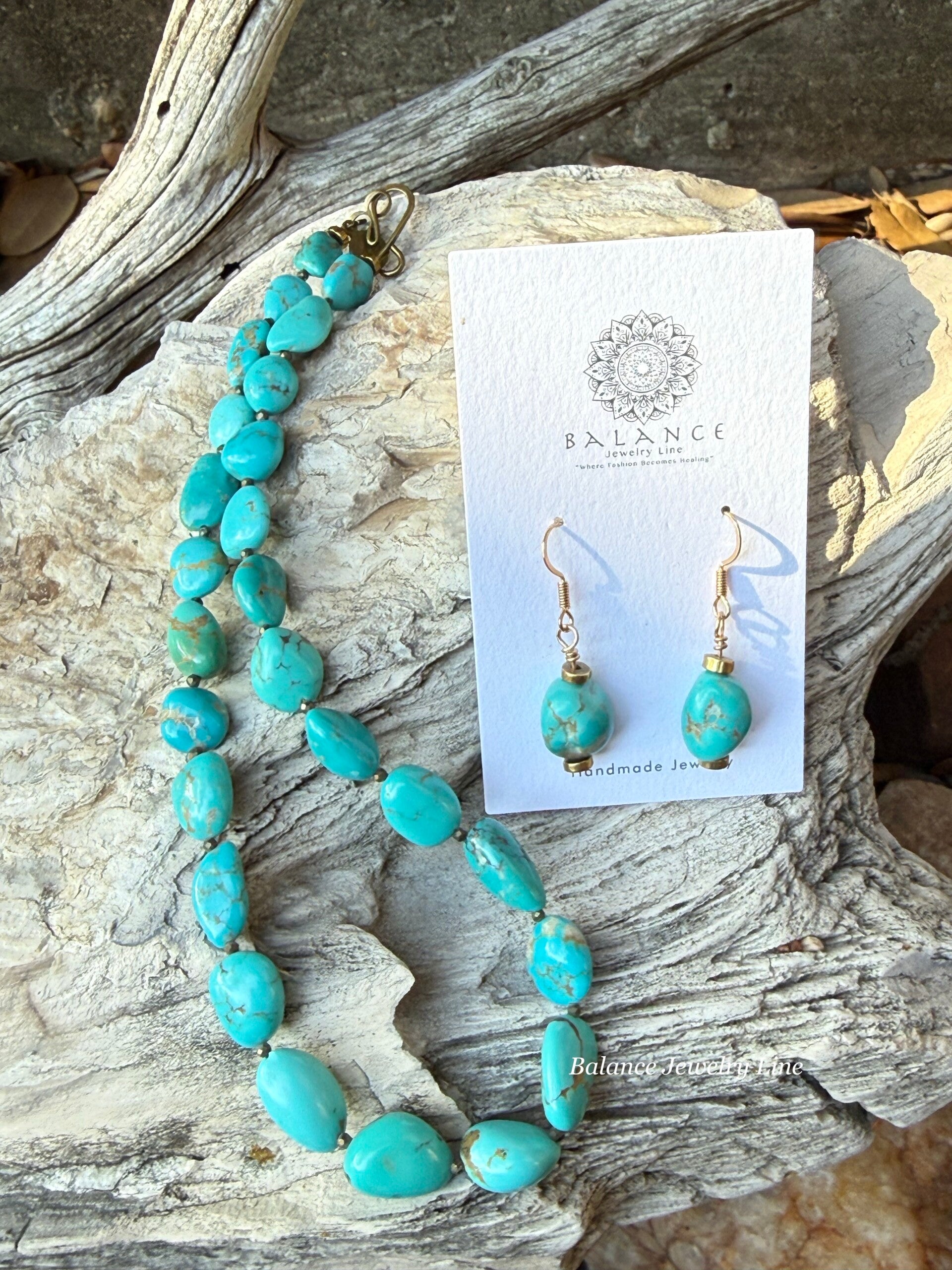Mina Maria Nugget Necklace with Nugget Earrings