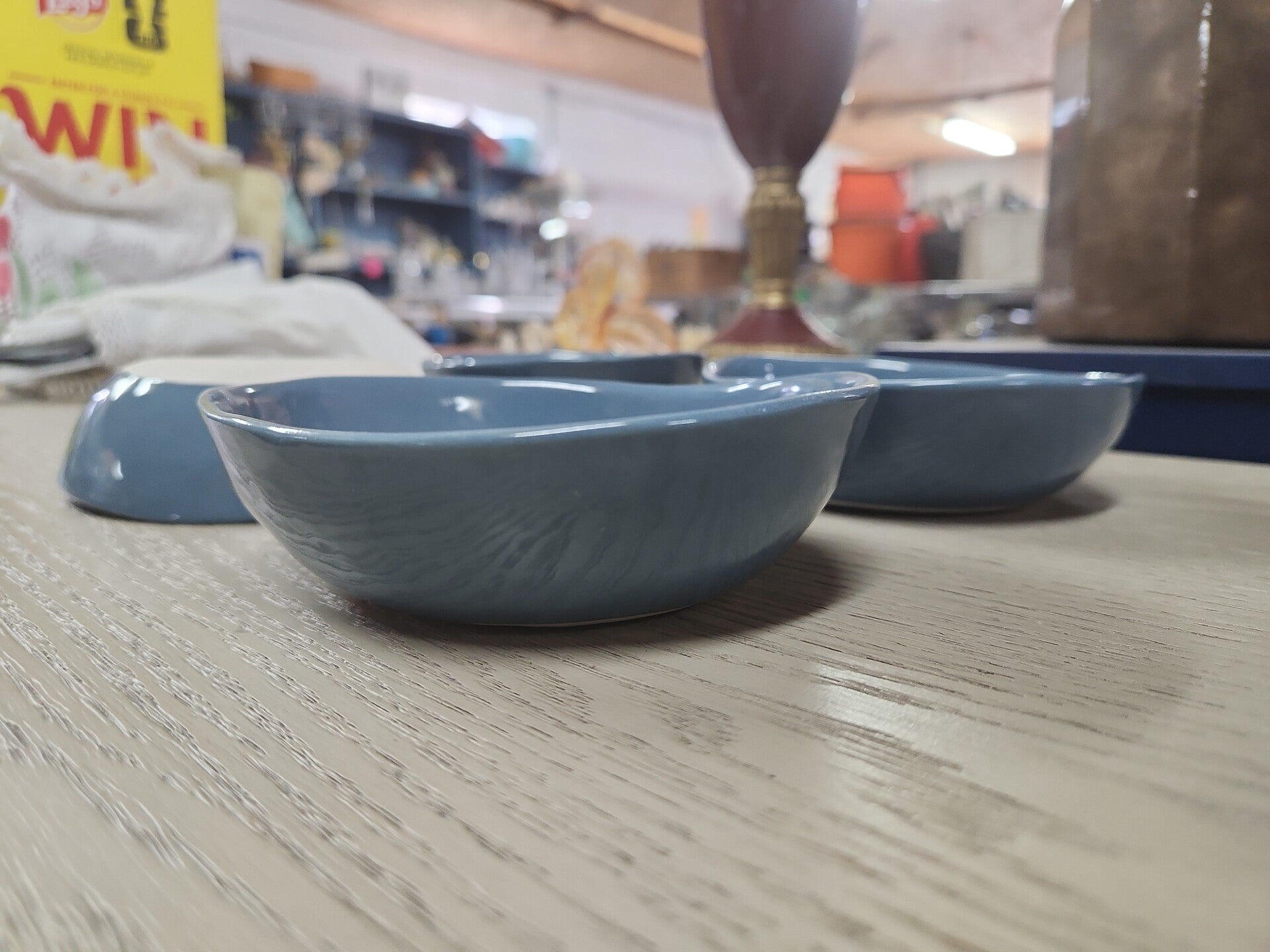 SET OF 4 Crate & Barrel Blue Denim Bowles