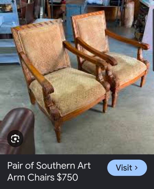 Antique Wooden And  Cushioned Chair