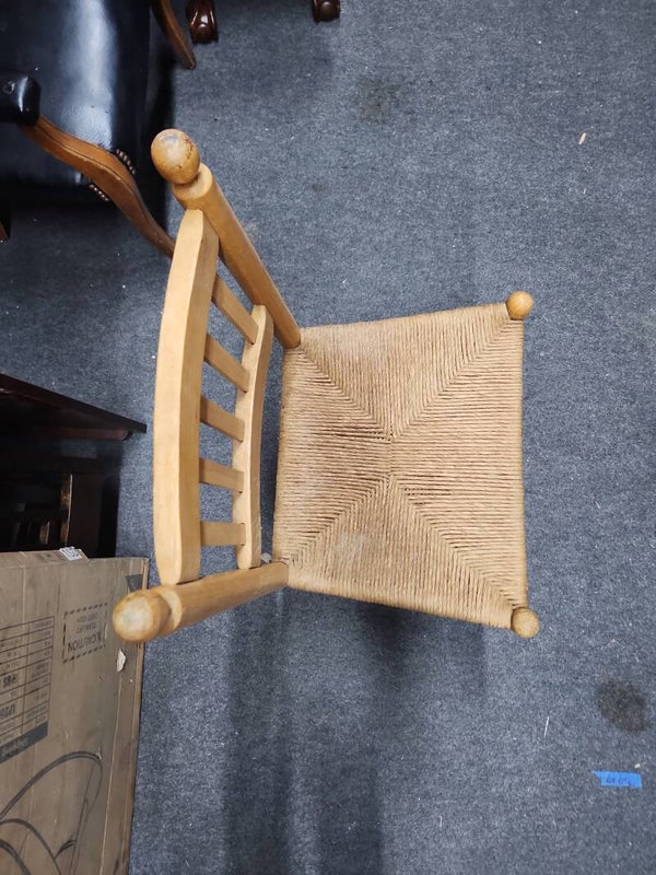 Wooden Frame Chair with Woven Seat