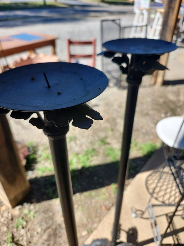 2 Tall Standing Iron Candle sticks