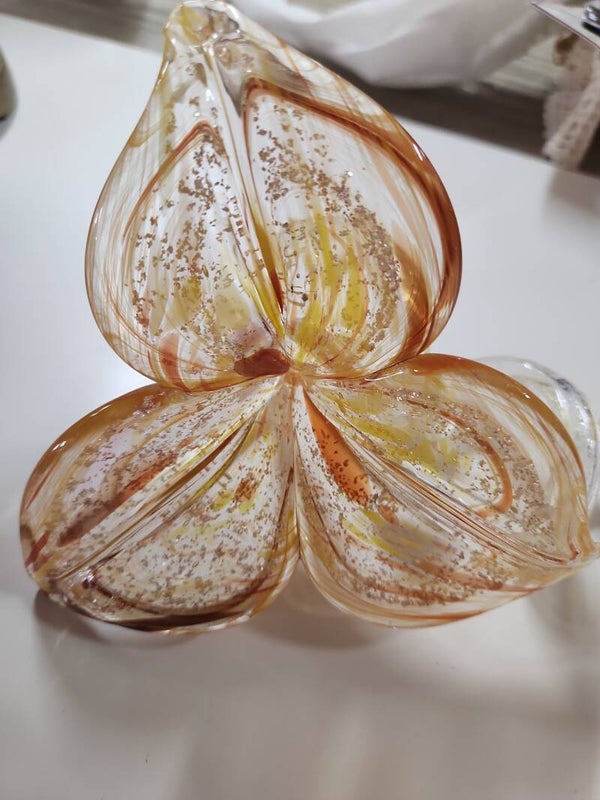 Murano Style Hand Blown Glass Flower