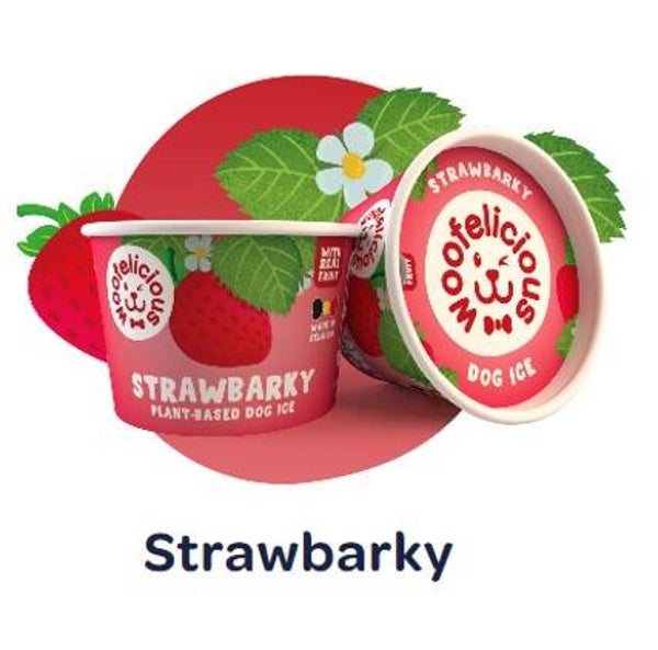 Woofelicious hondenijs Strawbarky (aardbei) 100 ML