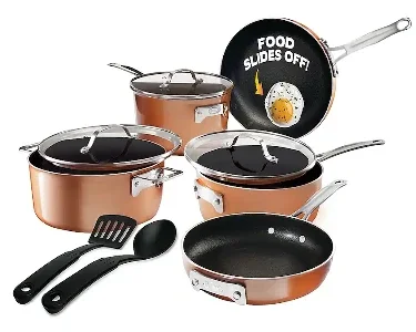 Gotham Steel - Stackmaster Stackable Non Stick Cast Textured 10pc Cookware Set - Copper