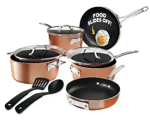 Gotham Steel - Stackmaster Stackable Non Stick Cast Textured 10pc Cookware Set - Copper