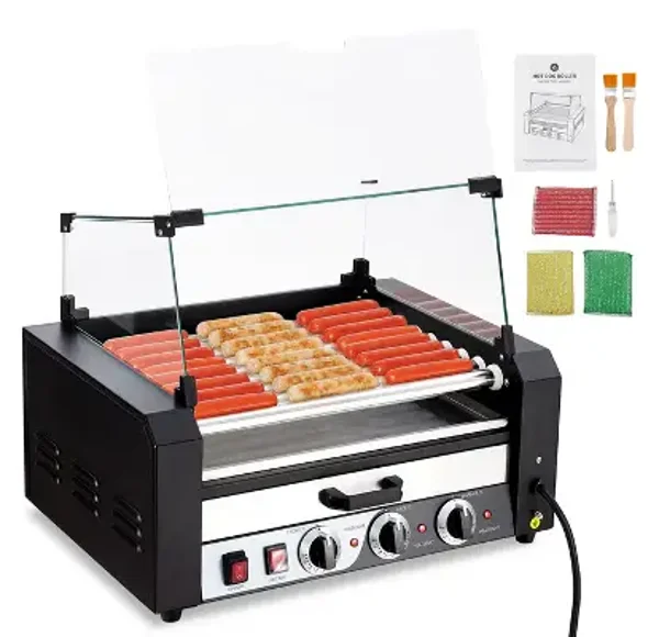Garvee 1650W Hot Dog Roller 9 Rollers, 24 Capacity with Dual Temp