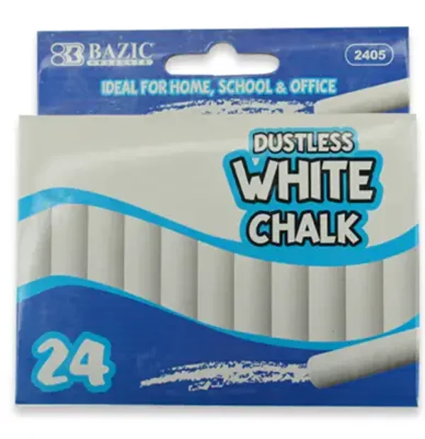 Dustless White Chalk - 24 pcs
