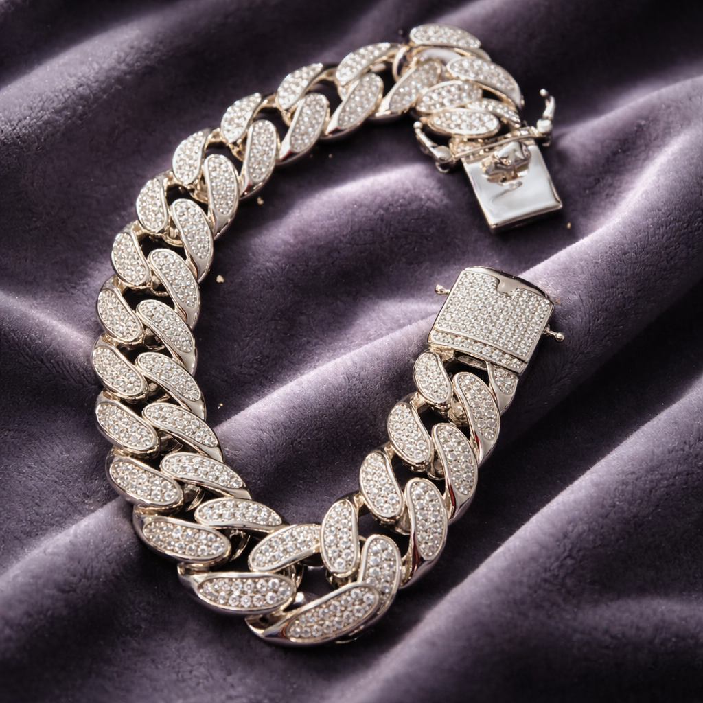 Solid .925 Sterling Silver Monaco Chain Bracelet