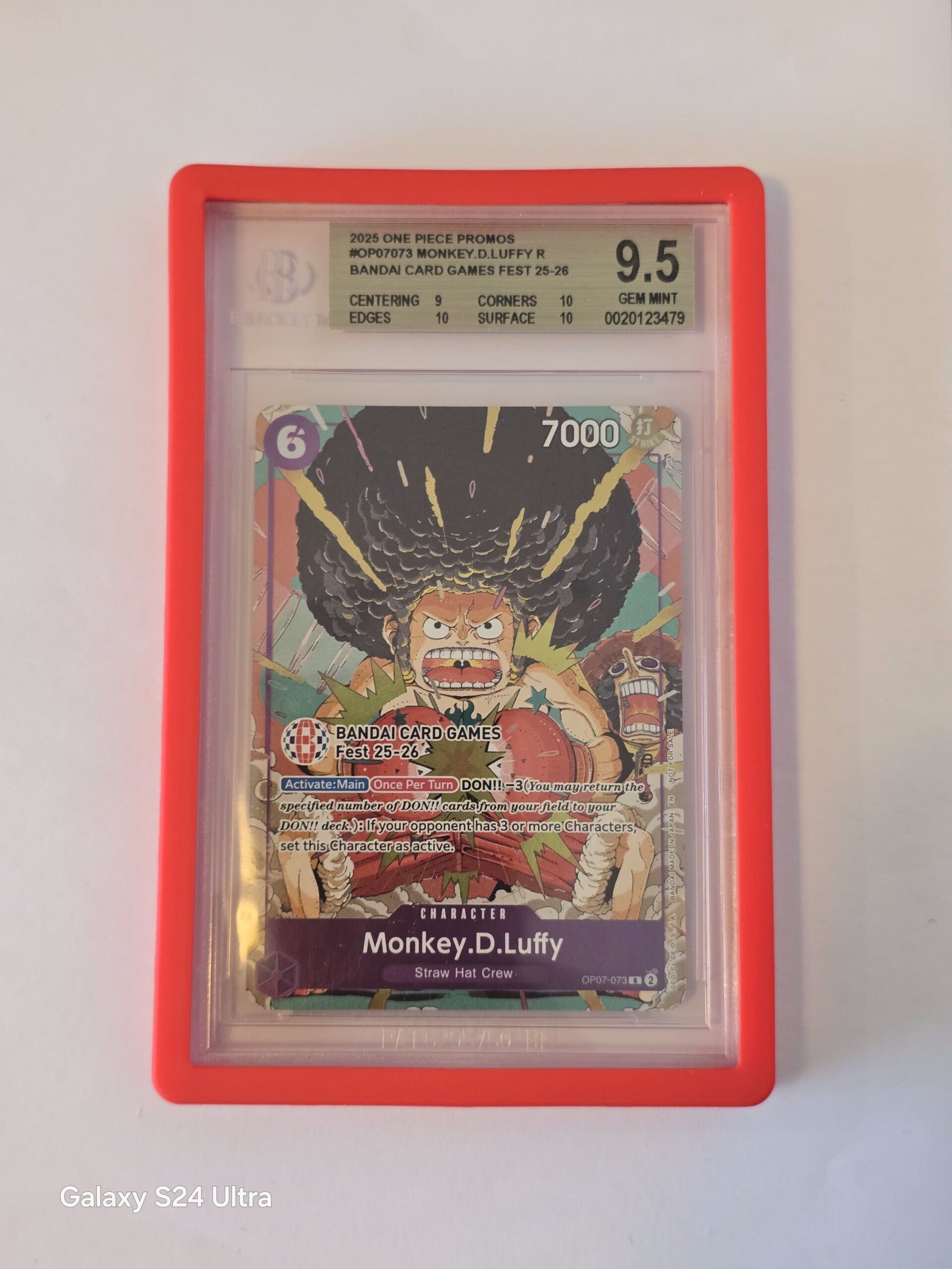 BGS 9.5 - 2025 One Piece Promos 073 Monkey D.Luffy Bandai Card Games Fest 25-26 - OP07-073