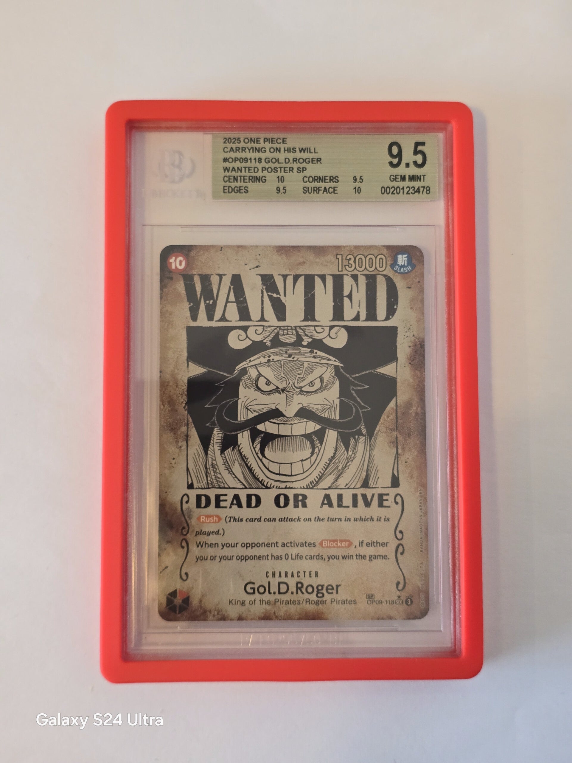 BGS 9.5 - 2025 One Piece OP13 #118 Gold D.Roger Wanted Alternate Art - OP09-118