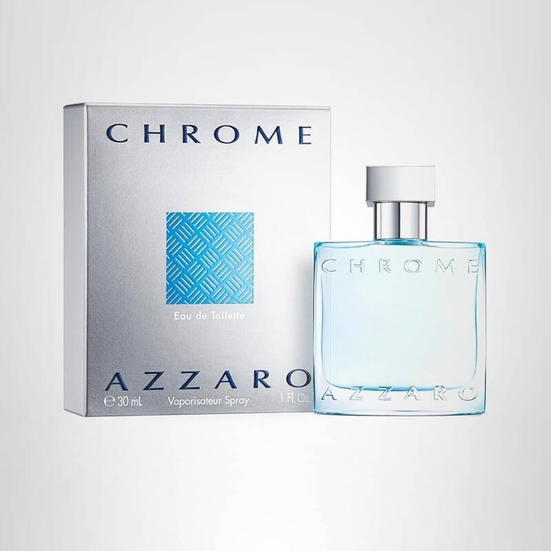 Azzaro Chrome Eau de Toilette - Fresh Aquatic Mens Cologne - Citrus, Woody, Musky Fragrance -Fresh Notes of Bergamot - Everyday Wear - Classic Summer Beach