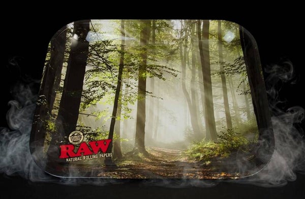 RAW Dreh-Tablett - Rolling Tray groß, "RAW - Smokey Forest