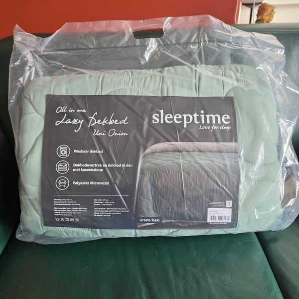 Lazy Dekbed Uni Onion Groen/Kaki 140x200 (incl. kussenslopen)