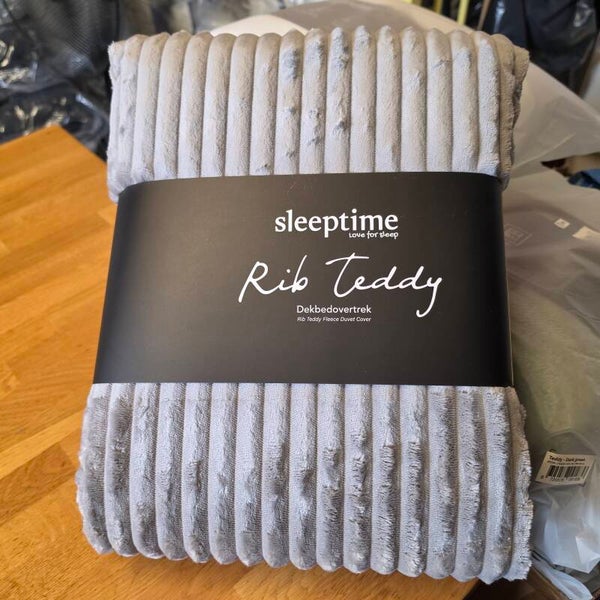 Sleeptime Teddy Rib Grey Dekbedovertrek 240x200 cm
