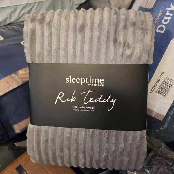 Sleeptime Teddy Rib Grey Dekbedovertrek 200x200 cm