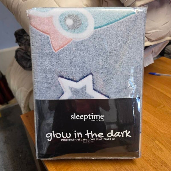 Glow in the dark Night Owl dekbedovertrek 140x200 cm