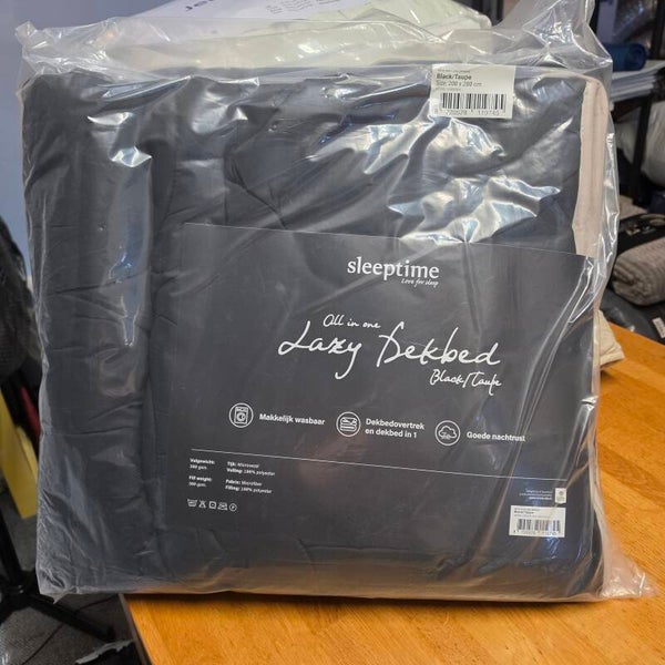 Lazy Dekbed Black/Taupe 200x200 cm