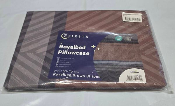 Royalbed Pillowcase Brown Stripes 60x70 cm