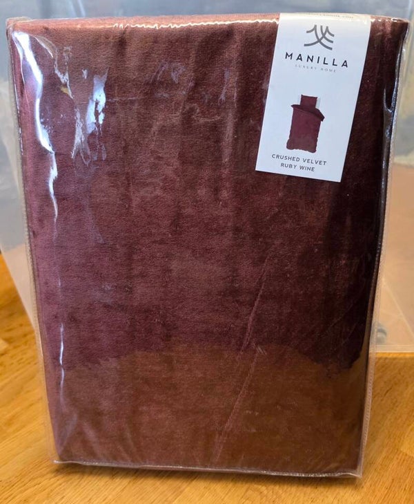 Manilla Crushed Velvet Ruby Wine – 140x200/220 cm