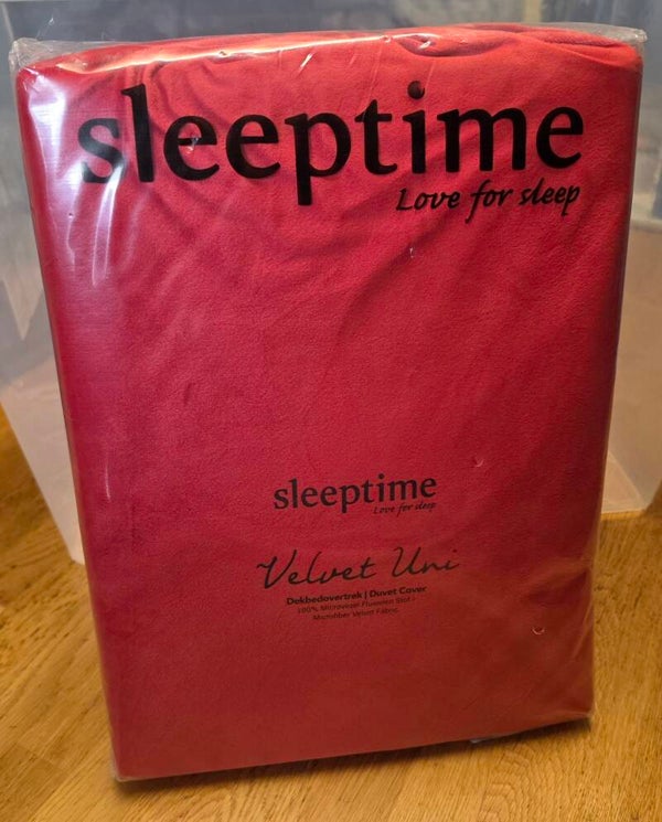 Sleeptime dekbedovertrek Velvet Uni Red 140x200/220 cm
