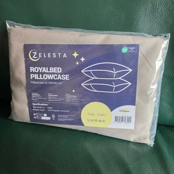 Zelesta Royalbed Kussenslopen Kaki – 2‑Pack 80x80 cm