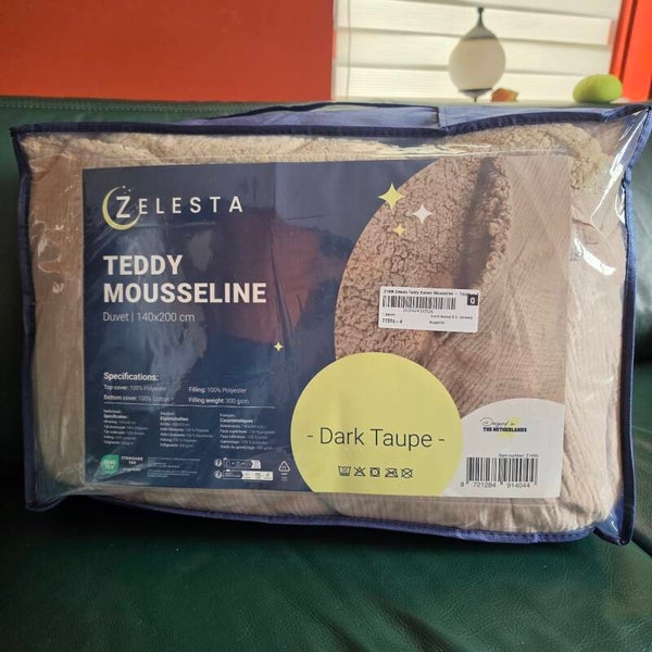 Zelesta Teddy Mousseline Dekbed – 140×200 cm Dark Taupe