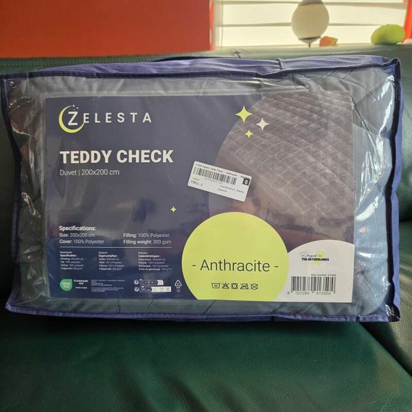 Zelesta Teddy Check Dekbed – 200×200 cm Anthracite