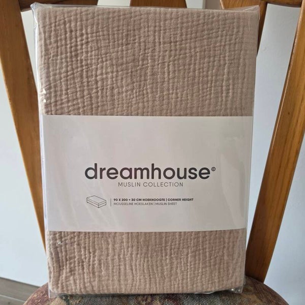 Dreamhouse Mousseline Hoeslaken – Nude – 100% Katoen – 90×200 cm